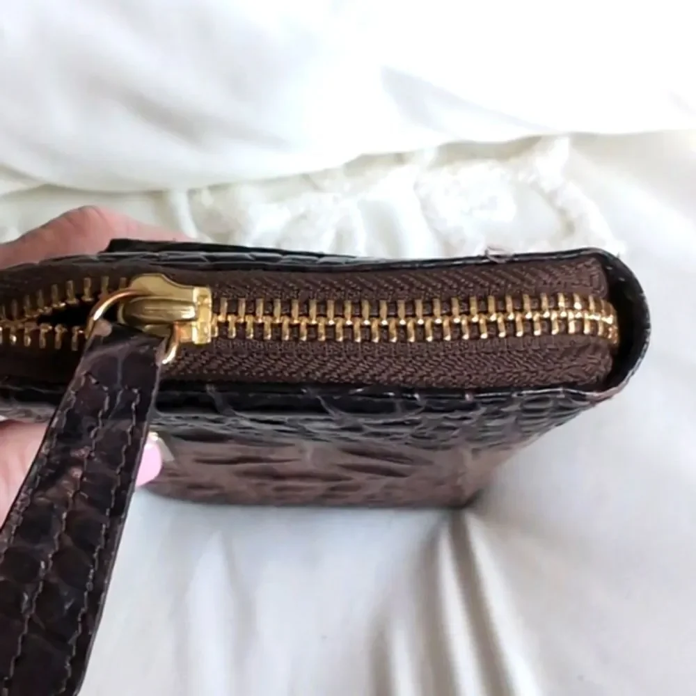 BRAHMIN Vintage SURI BROWN MELBOURNE GENUINE LEATHER ZIP AROUND WALLET